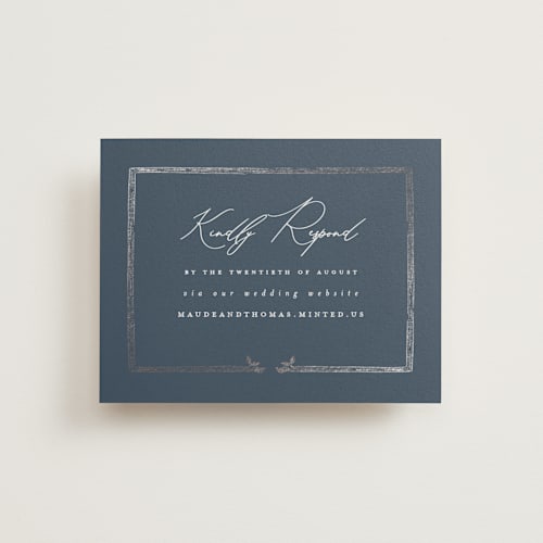 This is a deep sea rsvp cards with foil pressed by Leah Bisch called reflection printing on signature in standard