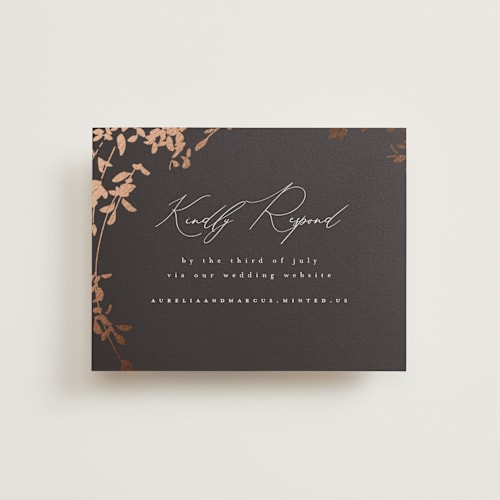 This is a cocoa rsvp cards with foil pressed by Leah Bisch called bliss printing on signature in standard