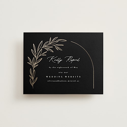 This is a ink rsvp cards with foil pressed by Kristie Kern called bianca printing on signature in standard