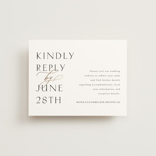 This is a snow rsvp cards with foil pressed by Kaydi Bishop called postcard printing on signature in standard