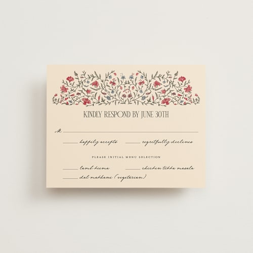 This is a almond rsvp postcards by Jenna Holcomb called tapestry printing on signature in postcard