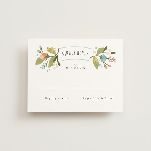 This is a sea breeze rsvp postcards by Jennifer Wick called floral ampersand printing on signature in postcard