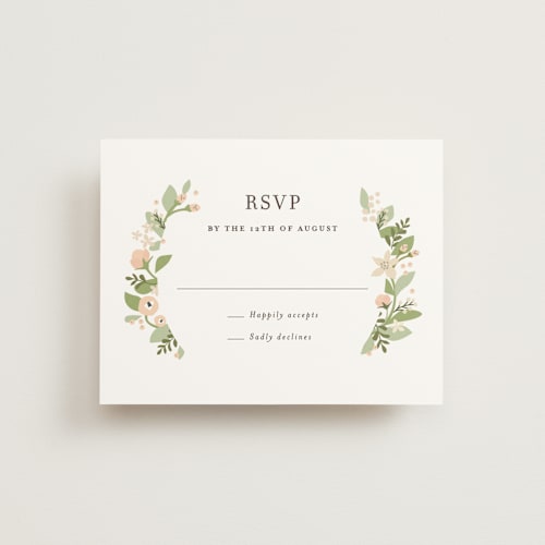 This is a peach sorbet rsvp postcards by Jennifer Wick called longwood estates printing on signature in postcard
