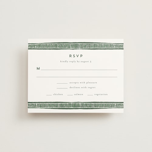 This is a fern rsvp postcards by Katharine Watson called block print frame printing on signature in postcard