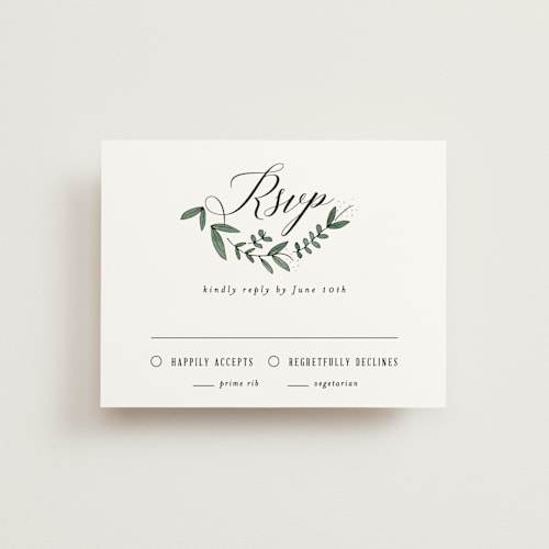 This is a fresh rsvp postcards by Kelly Schmidt called floral wreath printing on signature in postcard