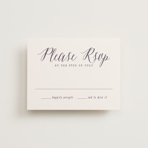 This is a plum rsvp postcards by Hooray Creative called garden lights printing on signature in postcard