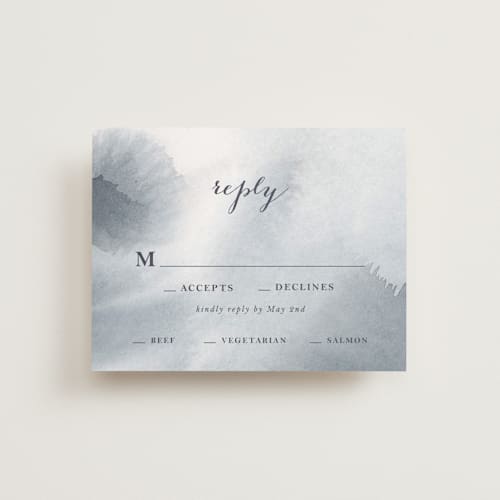 This is a blush rsvp postcards by Kelly Ventura called petale printing on signature in postcard