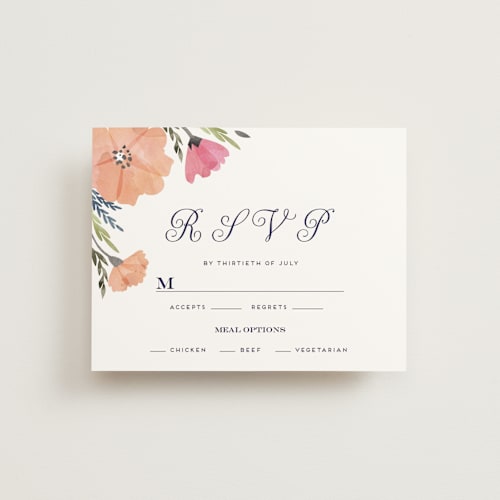 This is a dhalia rsvp postcards by Petra Kern called romantic watercolor flora printing on signature in postcard