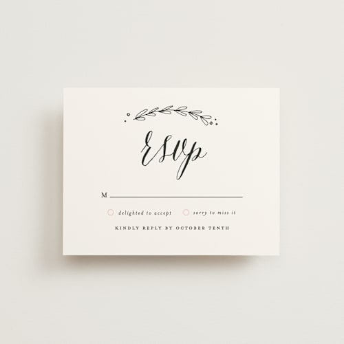 This is a blush rsvp postcards by Susan Brown called always printing on signature in postcard