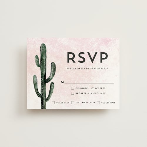 This is a rose crystal rsvp postcards by Cass Loh called cacti printing on signature in postcard