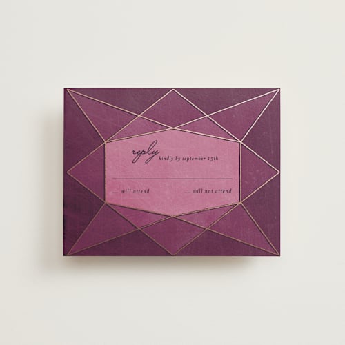 This is a amethyst rsvp postcards by Rebecca Bowen called abstract jewel printing on signature in postcard