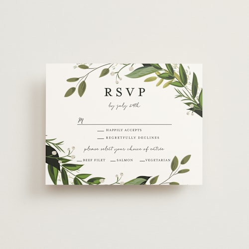 This is a fern rsvp postcards by Susan Moyal called vines of green printing on signature in postcard