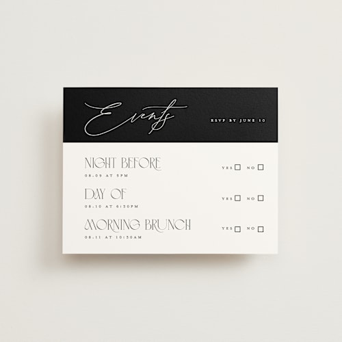 This is a pearl rsvp cards with standard by Christie Garcia called everly printing on signature in standard
