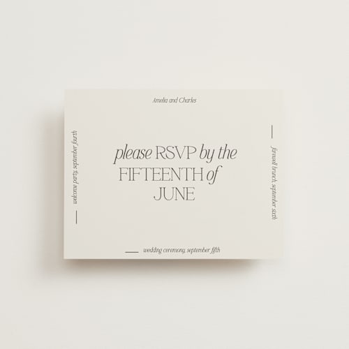 This is a stone rsvp cards with standard by Ashlee Townsend called modernique printing on signature in standard