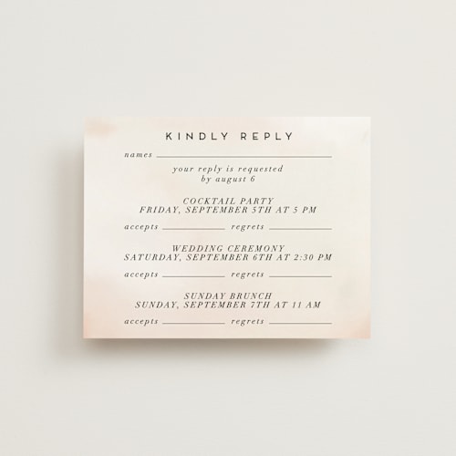 This is a forest rsvp cards with standard by Petra Kern called every single dawn with you printing on signature in standard