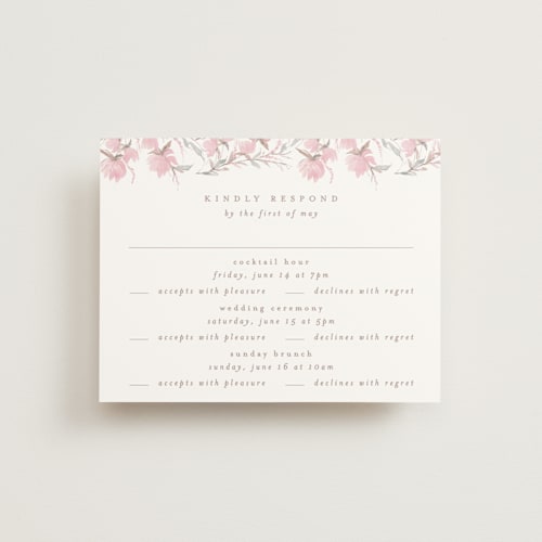 This is a posie rsvp cards with standard by Phrosné Barwood called butter blossoms printing on signature in standard