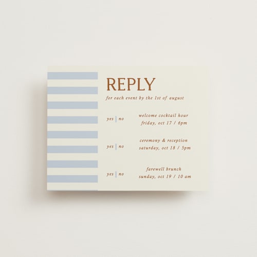 This is a wave rsvp cards with standard by Kelly Watkins called stripes printing on signature in standard