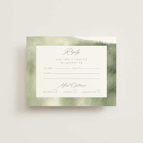 This is a moss rsvp cards with standard by Petra Kern called lovely printing on signature in standard