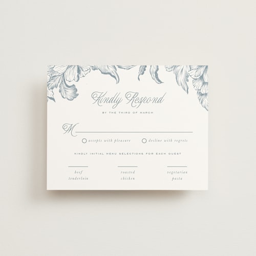 This is a lake rsvp cards with standard by Leah Bisch called wreath in bloom printing on signature in standard