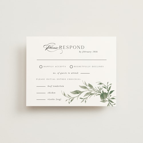 This is a meadow rsvp cards with standard by Melanie Kosuge called carolina printing on signature in standard