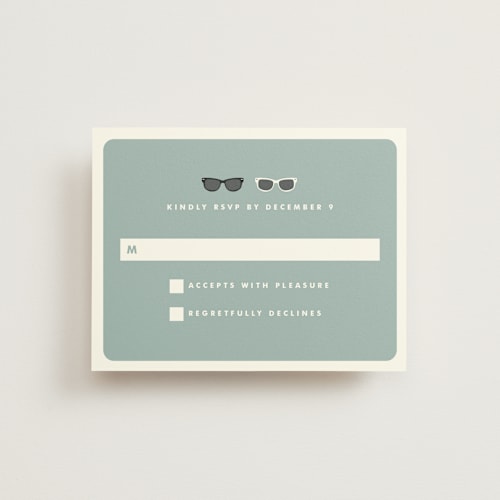 This is a celadon rsvp cards with standard by Olive and Violet called shades printing on signature in standard