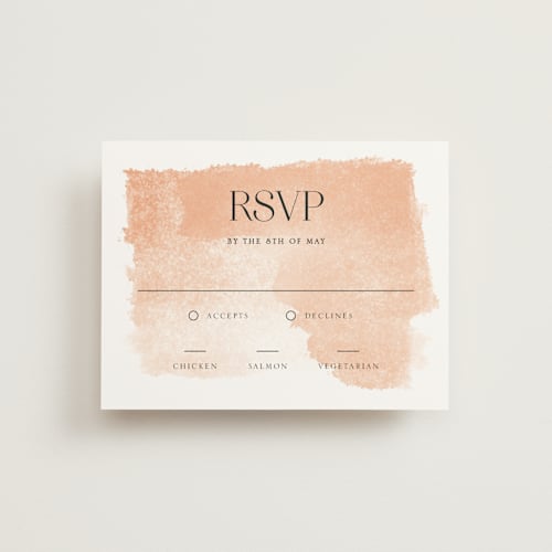 This is a blush rsvp cards with standard by Snow and Ivy called swept printing on signature in standard