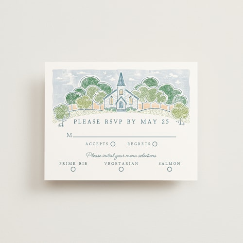 This is a meadow rsvp cards with standard by Paper Sun Studio called going to the chapel printing on signature in standard