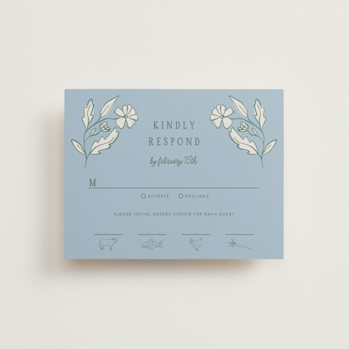 This is a garden rsvp cards with standard by Kelly Watkins called botanical printing on signature in standard