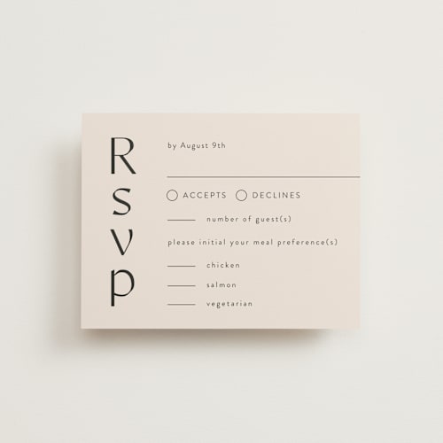 This is a ivory rsvp cards with standard by Melanie Kosuge called ayumi printing on signature in standard