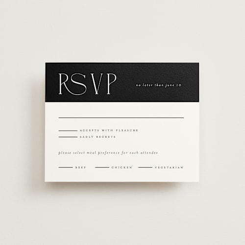 This is a pearl rsvp cards with standard by Christie Garcia called everly printing on signature in standard