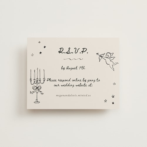 This is a lace rsvp cards with standard by Cass Loh called simple monogram printing on signature in standard