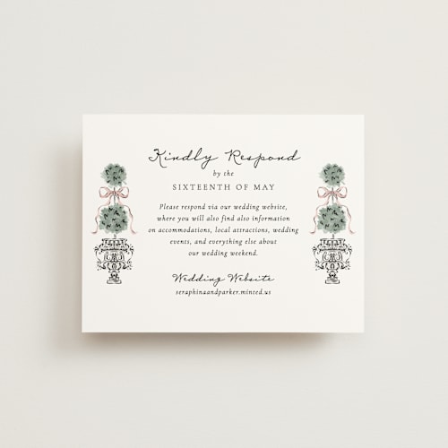 This is a forest rsvp cards with standard by Jackie Crawford called hand illustrated garden gate printing on signature in standard