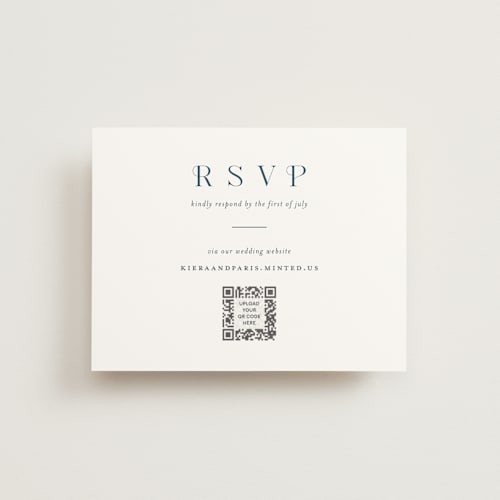 This is a azure rsvp cards with standard by tuldok called embellished note printing on signature in standard