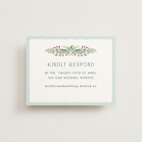 This is a spruce rsvp cards with standard by Paper Sun Studio called sierra printing on signature in standard