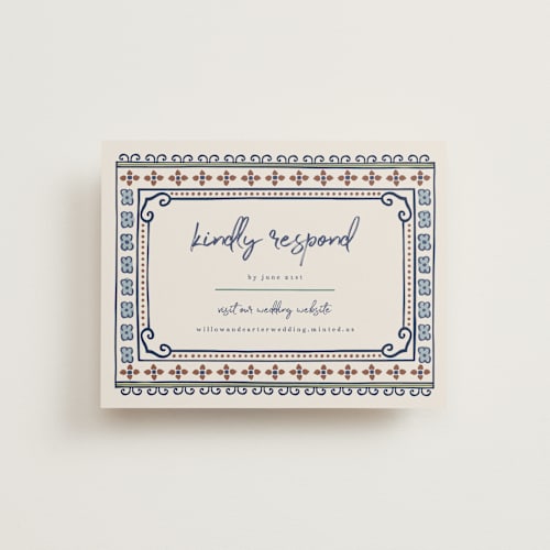 This is a neptune rsvp cards with standard by Kelly Watkins called vase printing on signature in standard