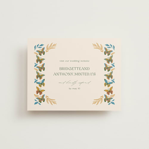 This is a sunset rsvp cards with standard by Jen Owens called flutter printing on signature in standard