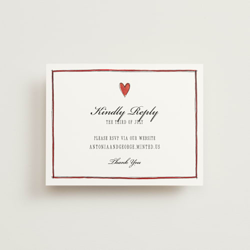 This is a lily rsvp cards with standard by Pati Cascino called two hearts printing on signature in standard
