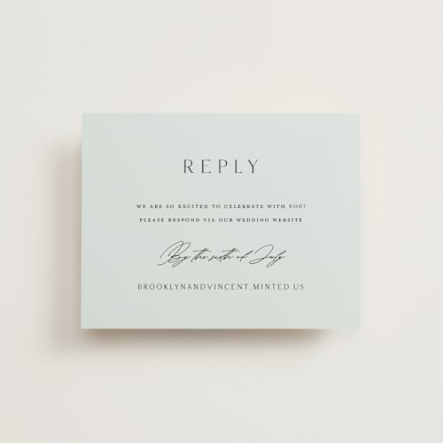 This is a sky rsvp cards with standard by Kelly Schmidt called merryvale printing on signature in standard