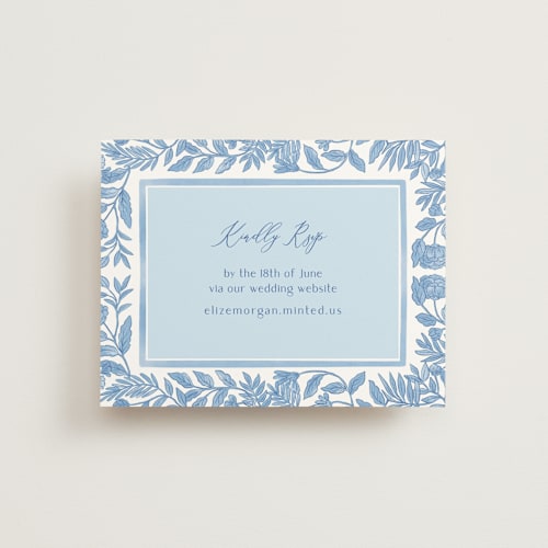 This is a porcelain rsvp cards with standard by Elly called porcelain floral printing on signature in standard