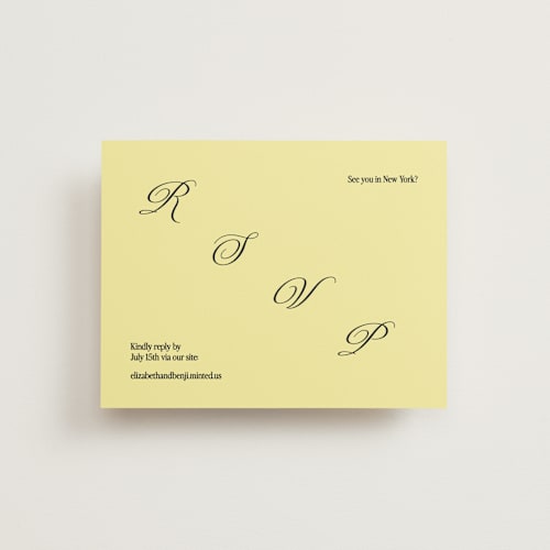 This is a butter rsvp cards with standard by Helena Vitto called the eternal printing on signature in standard