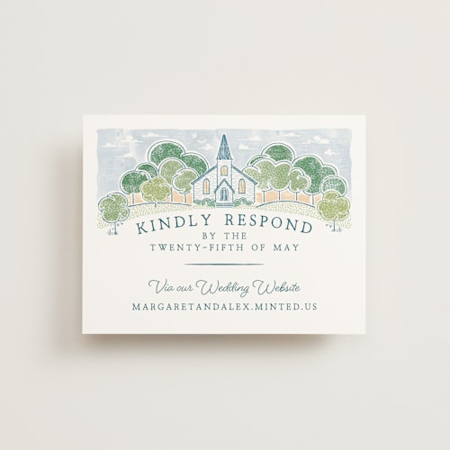 This is a meadow rsvp cards with standard by Paper Sun Studio called going to the chapel printing on signature in standard