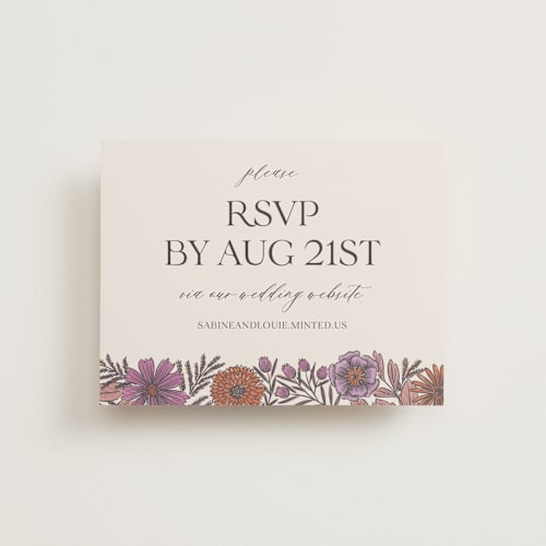 This is a sangria rsvp cards with standard by Jen Owens called fleur printing on signature in standard
