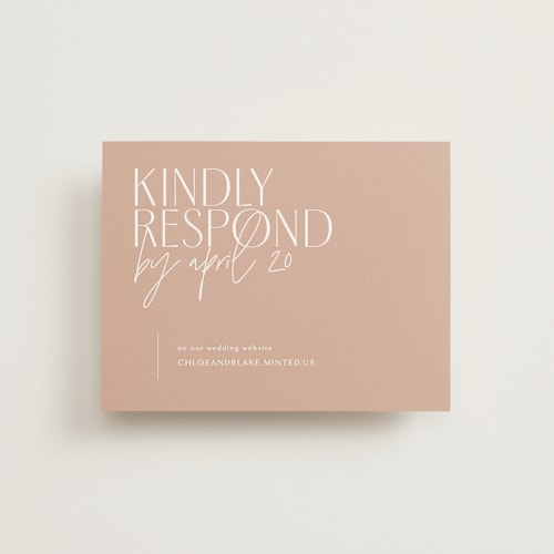 This is a terracotta rsvp cards with standard by Kelly Schmidt called overlap printing on signature in standard