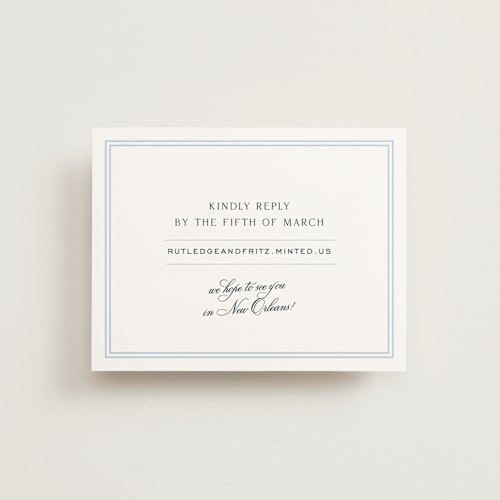 This is a frost rsvp cards with standard by Megan Davis called nola printing on signature in standard