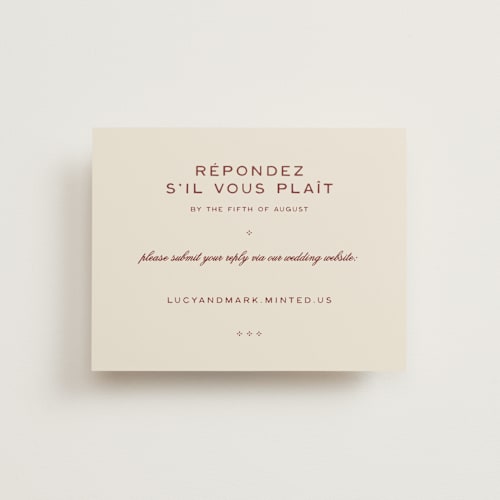 This is a rust rsvp cards with standard by Ani Somi called rose ink printing on signature in standard