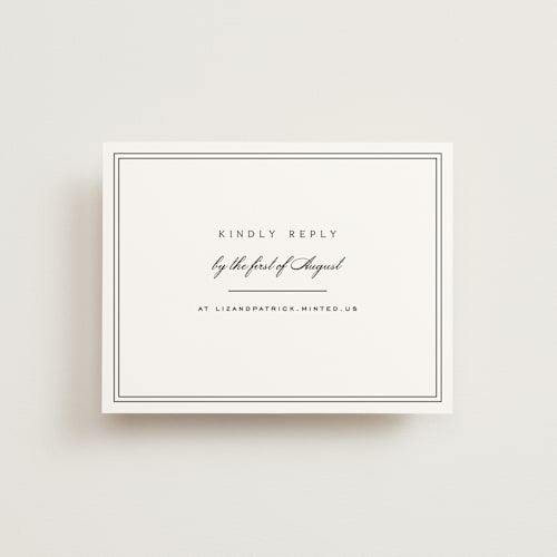 This is a cotton rsvp cards with standard by Amy Kross called aspen knoll printing on signature in standard