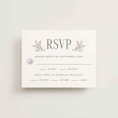 This is a mist rsvp cards with foil pressed by Laura Hankins called enchanted printing on signature in standard