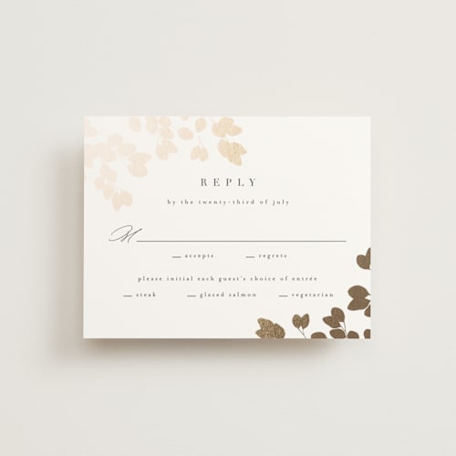 This is a deep sea rsvp cards with foil pressed by Kristie Kern called loire printing on signature in standard