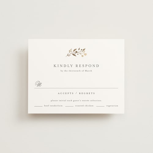 This is a cloudy rsvp cards with foil pressed by Jennifer Postorino called embrace printing on signature in standard