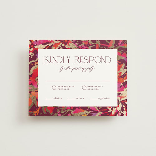 This is a sangria rsvp cards with foil pressed by Jessica Corliss called bright abstract printing on signature in standard
